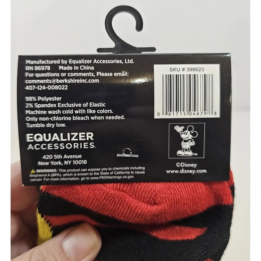 NWT Disney Mickey Mouse Crew Socks‎ Sz 9-13